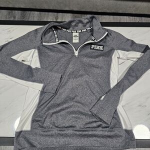 Victoria's Secret PINK Gray and White Zip Pullover